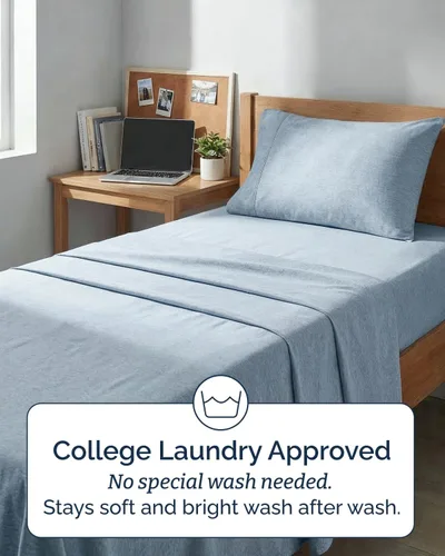 Vista 655 de Extra Deep Twin XL Sheet Set - 3 Piece College Dorm Room - White 01-Blanco