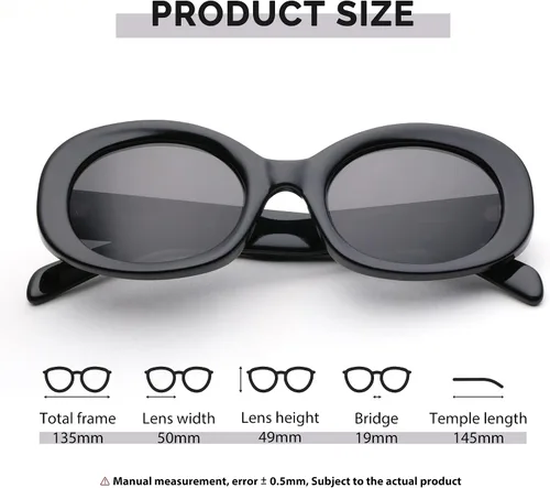 Vista 2 de Gafas de sol ovaladas Y2K para mujer, polarizadas, protección UV, vintage, retro, gafas de sol, lentes de sol