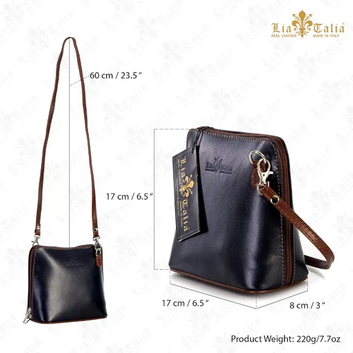 Vista 2 de LiaTalia Genuino Vera Pelle Mujeres Cruz Cuerpo Italiano Pequeño Bolso De Hombro Mini Bolso De Hombro - ABBY