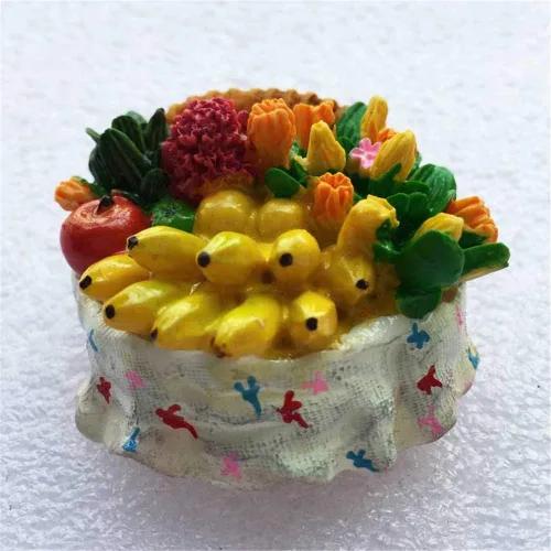 Vista 2 de Cesta de frutas 3D imán de nevera decoración del hogar y cocina resina fruta refrigerador imán