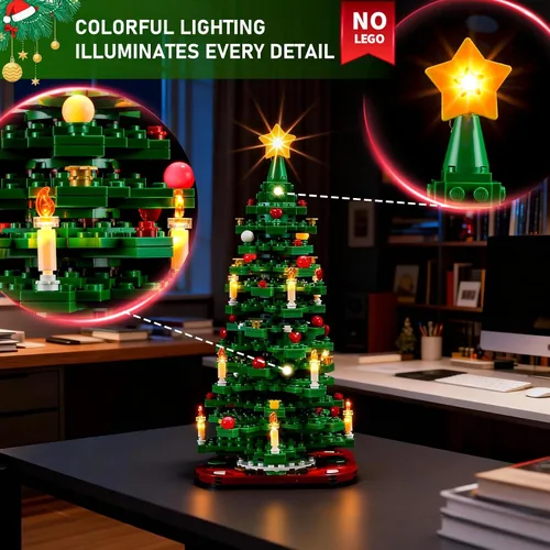 Vista 2 de BRIKSMAX Kit de iluminación LED para árbol de Navidad LEGO-40573, compatible con el modelo de bloques de construcción de Lego, no incluye el juego