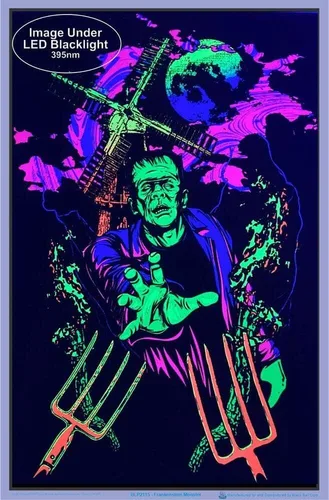 Vista 2 de Frankenstein Monster - Póster de luz negra, laminado, 23.5 x 35.5 pulgadas