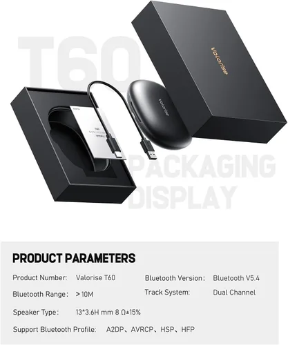 Vista 8 de Valorise Auriculares inalámbricos de conducción ósea de oído abierto T60 Negro