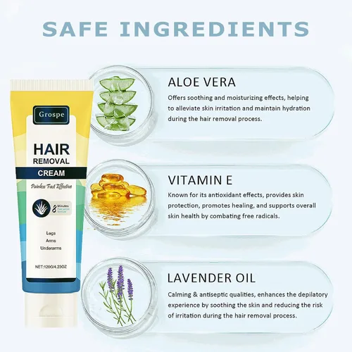 Vista 3 de Crema depilatoria sin dolor, removedor de vello púbico privado para mujeres y hombres, cremas depilatorias para el cuerpo, piernas, brazos, axilas