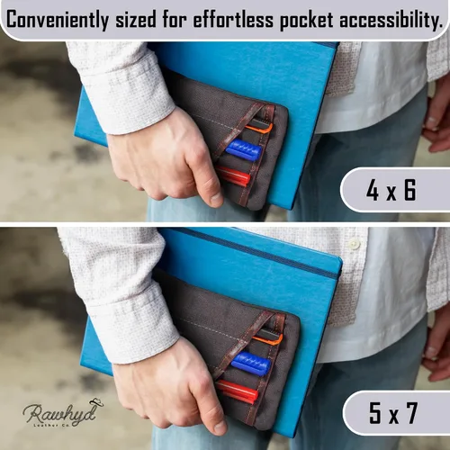 Vista 8 de Organizador de bolsillo EDC de lona encerada para hombres, bolsa de bolsillo trasero multiherramienta para teléfono/portátil, bolígrafo