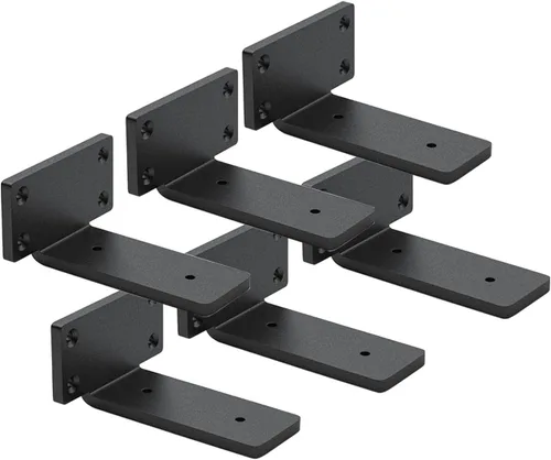 Vista 18 de Paquete de 4 soportes de estante flotantes de 4 pulgadas, soporte de estante oculto de 1/5 pulgadas de grosor, soportes de metal de hierro