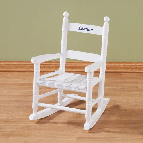 Vista 2 de Miles Kimball Custom Childs White Rocker - Fuente Azul Blue Fuentes