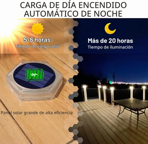 Vista 3 de YiLaie - Luces solares planas para escalera de muelle para exteriores
