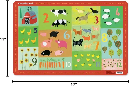 Vista 2 de Crocodile Creek Mantel individual - Barnyard 123