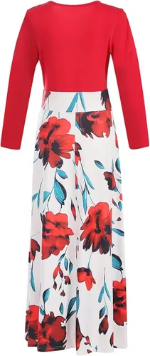Vista 4 de FQZWONG Vestido largo casual de verano para mujer, color azul, talla L, cintura alta, vestido de fiesta de graduación