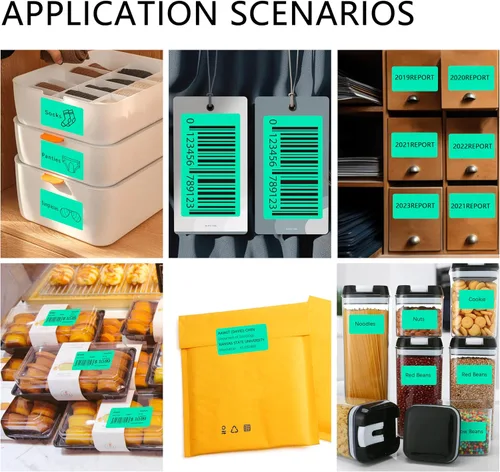 Vista 6 de PARLAIM Etiquetas térmicas directas rectangulares de 2.25 x 1.25 pulgadas, calcomanías circulares autoadhesivas, 1000 calcomanías/rollo para diseño