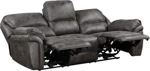 Vista 17 de Lexicon Sofá reclinable doble manual, sofá reclinable de pared de microfibra pulida para comodidad de la sala de estar, asientos de espuma sobre