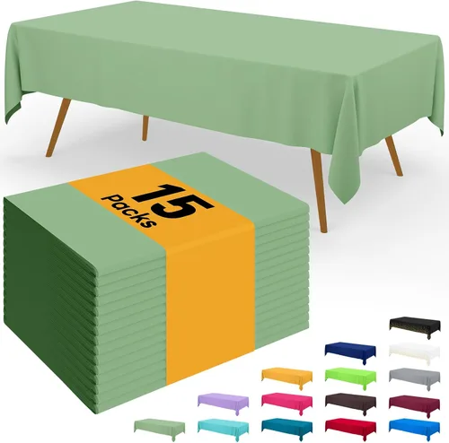 Vista 122 de Smiry - Juego de 6 manteles desechables, 54 x 78 pulgadas, manteles impermeables rectangulares para fiestas, cubierta de mesa de plástico