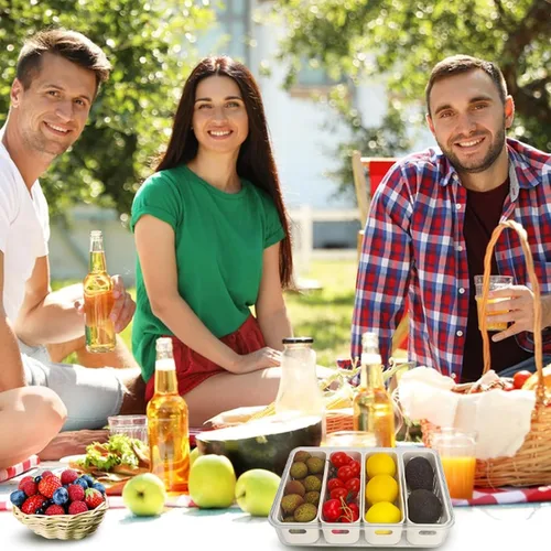 Vista 7 de Recipientes de barra de ensalada para refrigerador con mango de tapa, bandeja para verduras de almacenamiento de frutas Salad Prep Container with