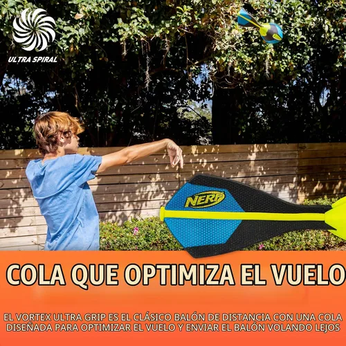 Vista 3 de Nerf Vortex - Fútbol Ultra Grip, diseñado para atrapar fácilmente, silbato Negro/Azul/Amarillo