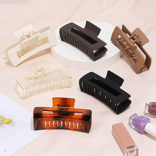 Vista 5 de Sisiaipu Pinzas de pelo grandes de 4 pulgadas, 6 piezas de garra grande para cabello grueso, pinzas cuadradas para el cabello para mujeres, pinzas