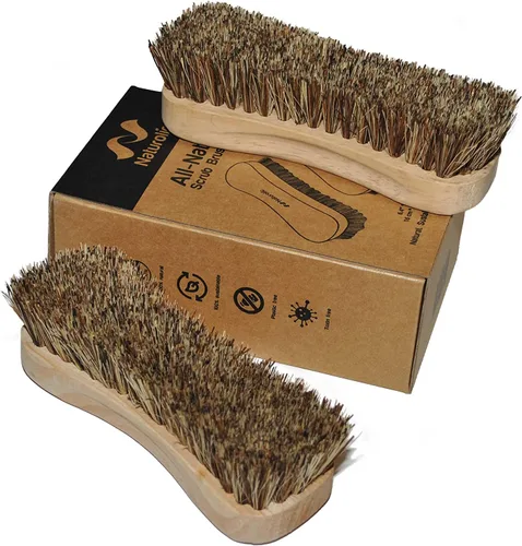 Vista 5 de Juego de cepillos de limpieza totalmente natural de madera Mango de madera Cepillo de cerdas de palmera para limpieza Productos de limpieza