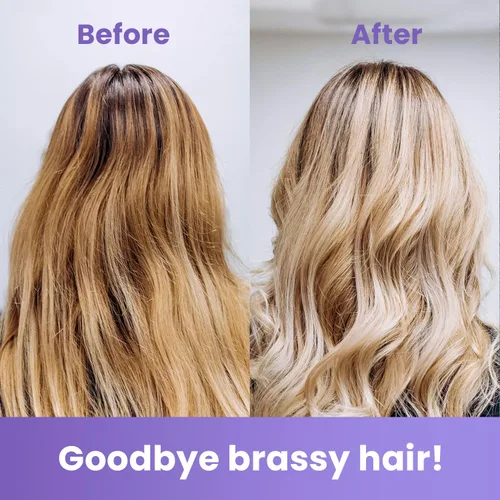 Vista 5 de MOEHAIR Champú color rubio vibrante Neutraliza los tonos amarillos Elimina el cobrizo Sin parabenos ni sulfatos Champú morado con protección
