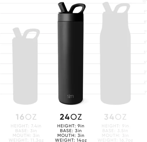 Vista 4 de Simple Modern Botella de agua con tapa de pajilla Termo de acero inoxidable aislado Botellas de agua reutilizables para viajes para gimnasio