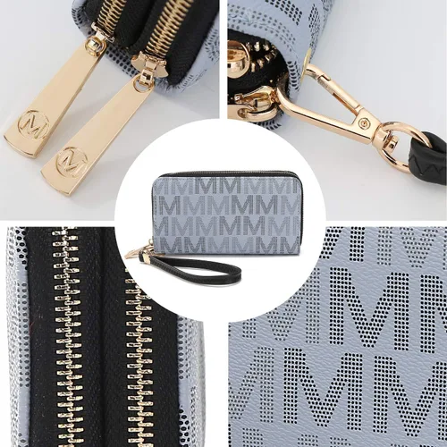 Vista 42 de MKF Collection Mia K - Cartera de pulsera para mujer, pequeña cartera de cuero vegano para tarjetas de crédito con cremallera y bolsillo