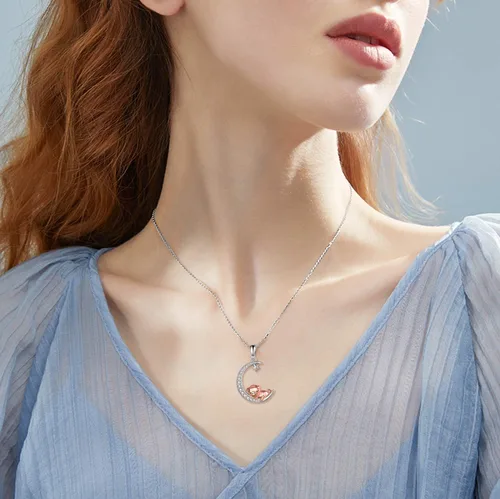 Vista 2 de ONEFINITY Collar de cerdo de plata de ley S925, collar de cerdo de origami para mujer