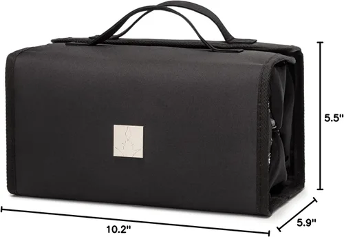 Vista 7 de ROYALFAIR Bolsa de maquillaje enrollable, bolsa de aseo de viaje para mujer con 4 bolsas transparentes aprobadas por la TSA, organizador de viaje