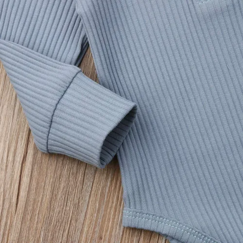 Vista 5 de Seyurigaoka Mameluco de manga larga unisex para bebé recién nacido, con punto acanalado liso, para niño y niña