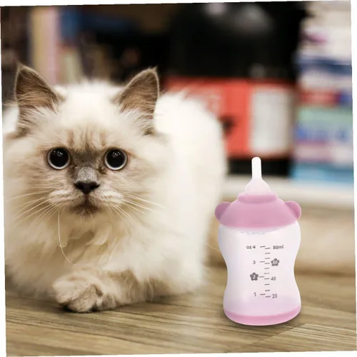 Vista 4 de Mipcase 3 juegos de botellas de lactancia para gatitos de 2.7 fl oz, mini perro, cachorro, botella para mascotas, chupetes para animales recién