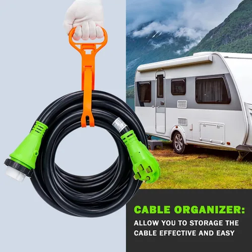 Vista 6 de Cable de alimentación de extensión RV de 50 amperios, cable generador de 25 pies con organizador de cables UL Listed, NEMA 14-50P to SS2-50R Twist