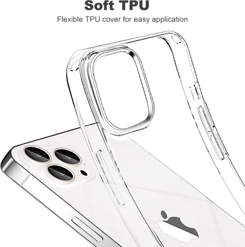 Vista 4 de JJGoo Funda transparente compatible con iPhone 12 Pro Max, transparente, suave, a prueba de golpes, delgada funda protectora para teléfono