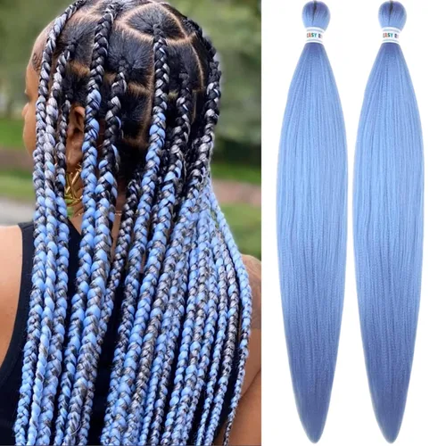 Vista 6 de Cabello trenzado para niños preestirado de 16 pulgadas, color negro para niños, trenzas sin nudos