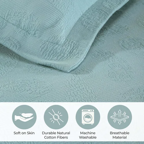 Vista 3 de Superior colcha de una plaza de jacquard y matelasse 100 % algodón de alta calidad, turquesa, individual, Agua (Aqua), gemelo Juego de colcha