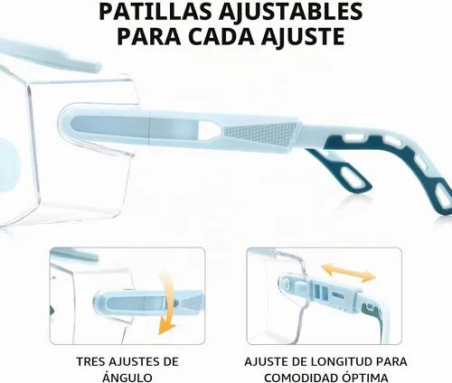Vista 4 de UKNOW Gafas de seguridad sobre anteojos, gafas de seguridad antivaho ANSI Z87.1, gafas protectoras ajustables