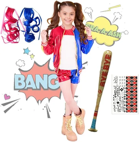 Vista 2 de Disfraz de Halloween para niñas, disfraz de Joker para niños con accesorios