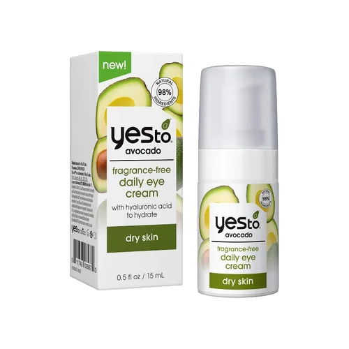 Vista 2 de Yes To Crema de ojos diaria de aguacate, sin fragancia, hidratante y suavizante, con ácido hialurónico y Omega 3, 0.5 onzas líquidas