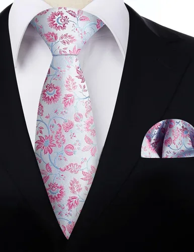 Vista 188 de Alizeal Mens 3.15inches Leaf Flower Pattern Tie with Floral Pocket Square Set