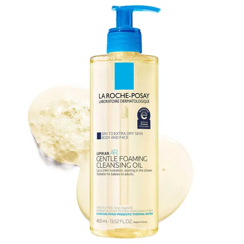 Vista 13 de La Roche-Posay Lipikar AP+ Aceite limpiador suave espumoso, limpiador suave para rostro y cuerpo formulado con niacinamida, hidratación de larga