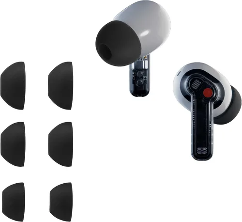 Vista 7 de kwmobile 6 x almohadillas de silicona para orejas sin oreja (2) – 3 tamaños – Puntas de repuesto para auriculares intraurales – Negro