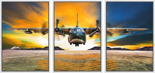 Vista 10 de wall26 Lienzo enmarcado para pared, juego de arte exótico tropical, océano, mar, avión, puesta de sol, transporte, fotografía, realismo, decorativo