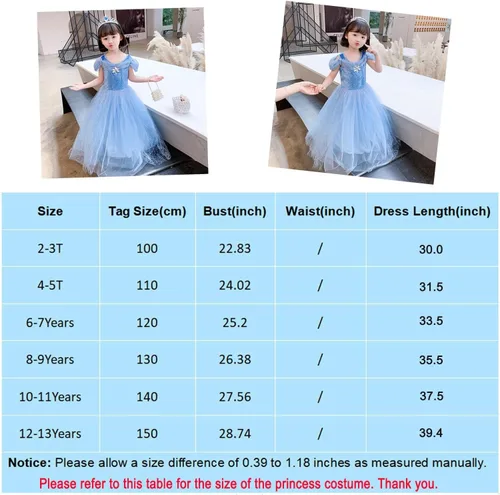 Vista 6 de Familycrazy Princess Dresses for Girls Cinderella Costume Toddler Halloween Christmas Cosplay Butterfly Fairy Fancy Dress