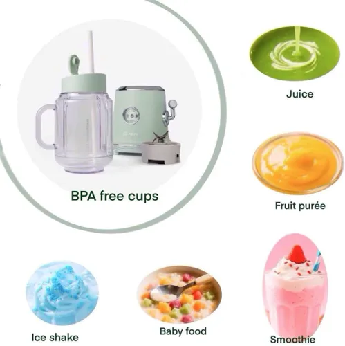 Vista 3 de ECretro - Mezclador retro para licuadores de batidos, exprimidor de encimera con taza y tapa de viaje sin BPA de 20 onzas, 300 W, 2 velocidades