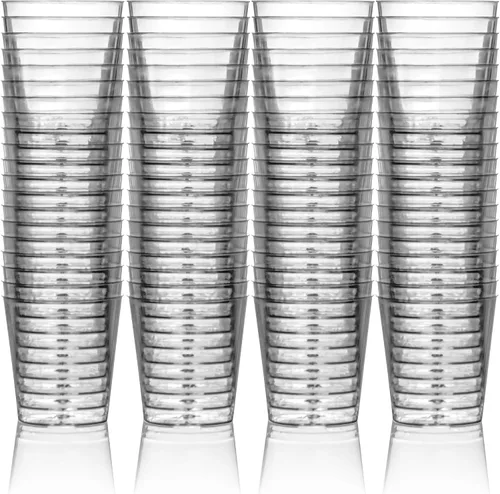 Vista 3 de DecorRack Vasos de chupito de 1 oz, 80 vasos de chupito de plástico duro transparente, vasos desechables para fiesta, mini vasos de chupito