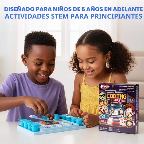 Vista 6 de Kit de ciencia My First Coding & Computer Science Kit, de Playz – Aprende sobre códigos binarios, cifrado, algoritmos y pixelación a través
