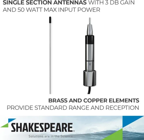 Vista 3 de Shakespeare 5250-AIS Antena de látigo de acero inoxidable AIS de perfil bajo de 36