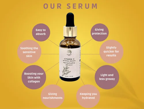 Vista 3 de Suero facial con vitamina C, iluminador, hidratante y brillante con ácido hialurónico, cúrcuma, vitamina E, extracto de té verde, suero facial