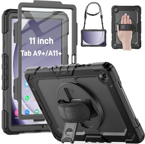 Vista 12 de HXCASEAC Funda para Samsung Galaxy Tab A9 de 8,7 pulgadas, protectora con protector de pantalla/correa de mano/soporte para bolígrafo, resistente a