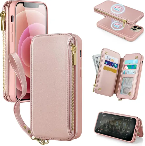 Vista 10 de Antsturdy Funda tipo cartera desmontable 2 en 1 para iPhone 14 Pro Max con MagSafe, bloqueo RFID, magnética, carga inalámbrica, funda de piel