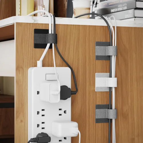 Vista 6 de NiHome 50 organizadores de cables, bridas autoadhesivas de gancho y bucle para gestión de cables, soportes de cables reutilizables para el hogar