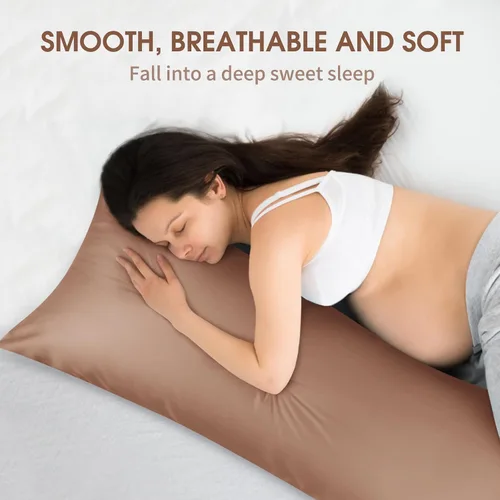 Vista 5 de Fittia Funda de almohada corporal de 20 x 54 pulgadas, funda de almohada corporal suave y sedosa con cierre de sobre, funda de almohada refrescante