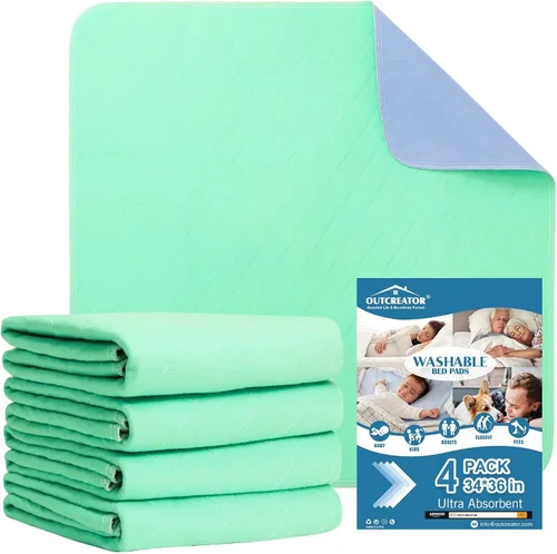 Vista 26 de OUTCREATOR® Almohadillas de cama lavables de 34" x 56" (paquete de 2), protector de colchón para incontinencia, almohadillas impermeables